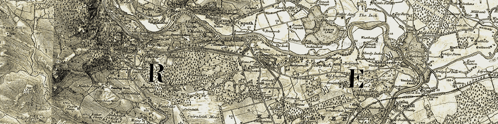 Old map of Baldarroch in 1907-1908