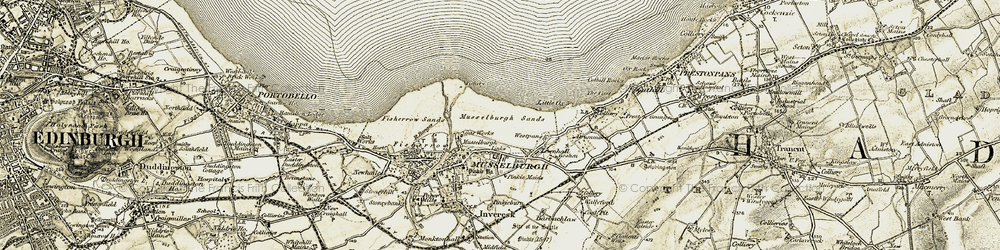Old map of Musselburgh in 1903-1904