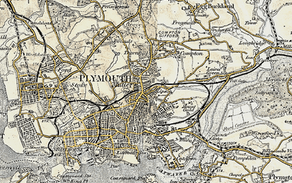 Old map of Mutley in 1899-1900