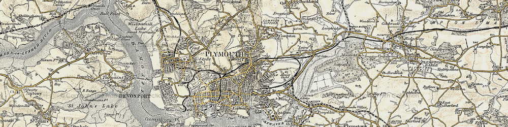Old map of Mutley in 1899-1900
