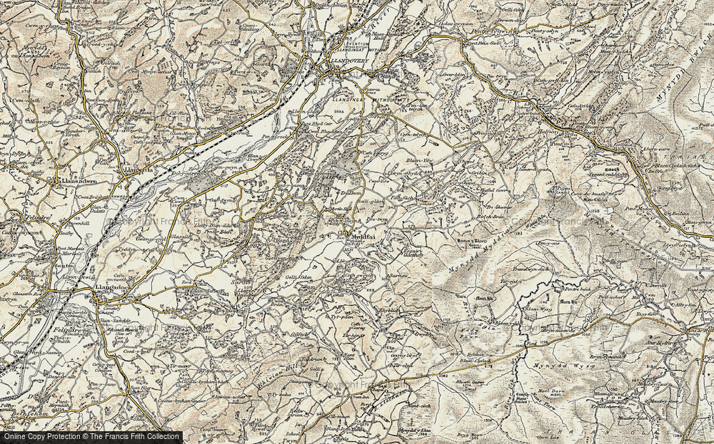 Old Map of Historic Map covering Blaen-Ydw in 1900-1901