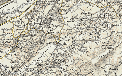 Old map of Blaen-Ydw in 1900-1901