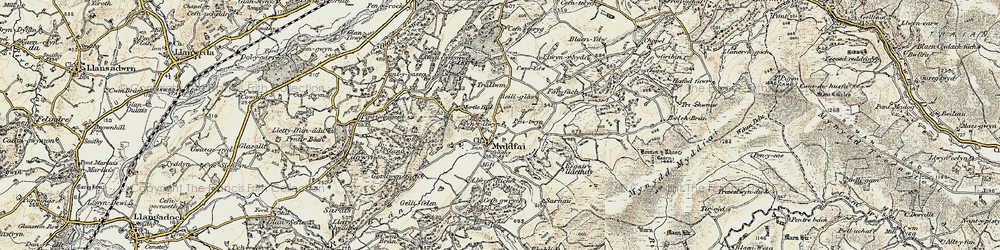 Old map of Myddfai in 1900-1901