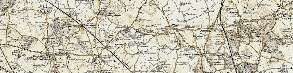 Old map of Myddlewood in 1902