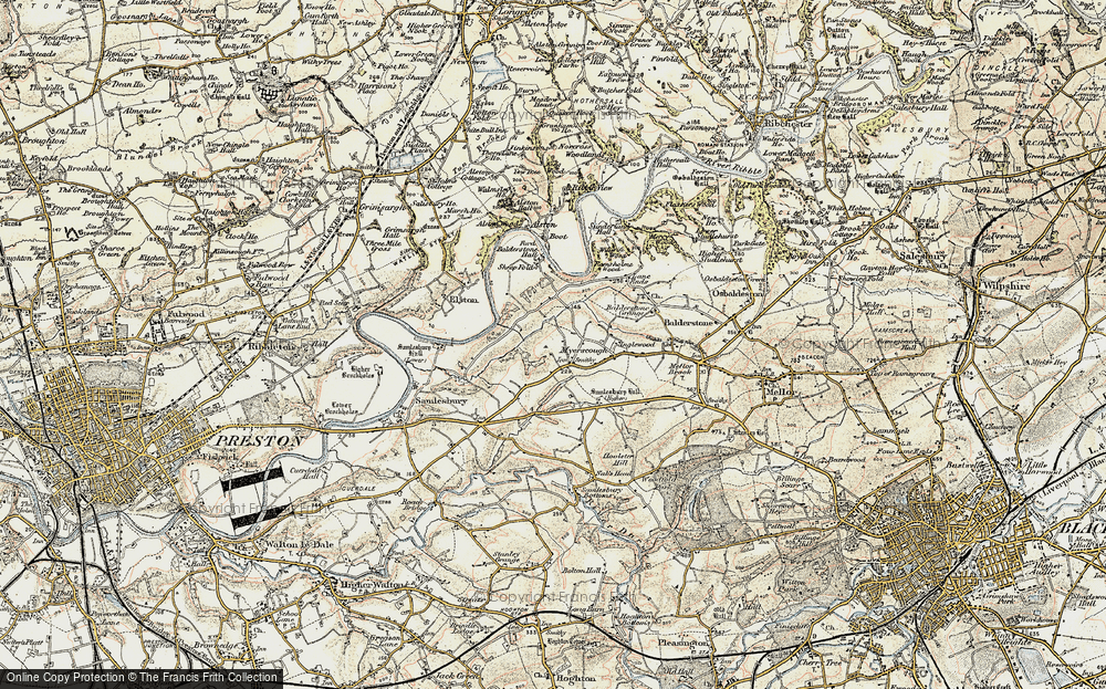 Old Map of Historic Map covering Alston Old Hall in 1903