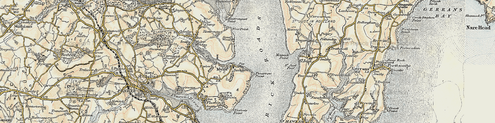 Old map of Mylor Churchtown in 1900