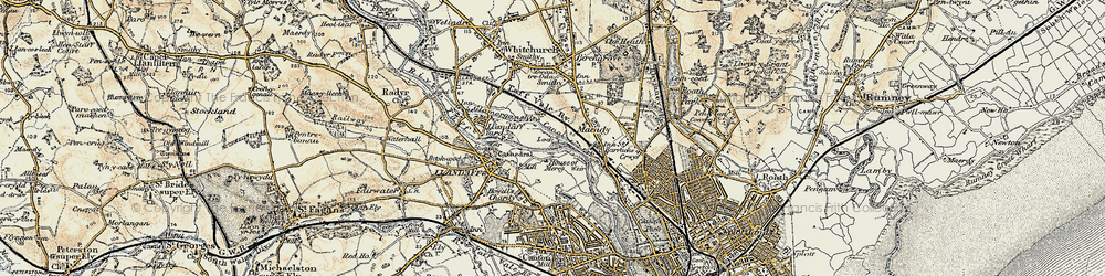 Old map of Mynachdy in 1899-1900