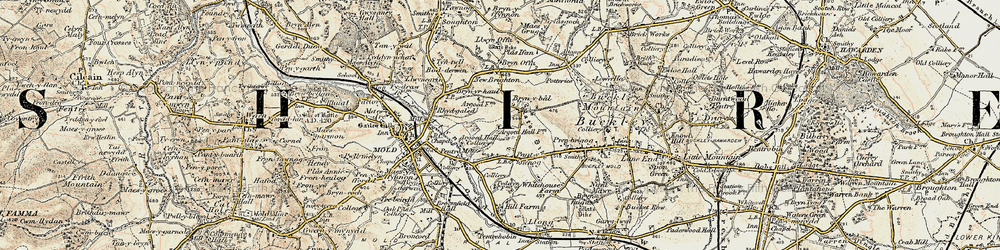 Old map of Argoed Hall in 1902-1903