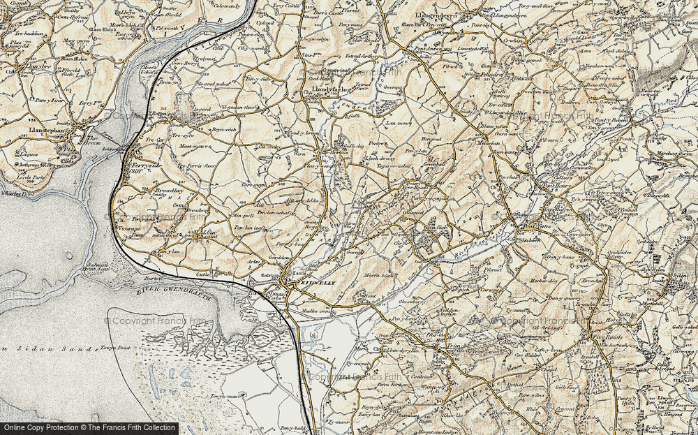 Old Map of Mynyddygarreg, 1901 in 1901