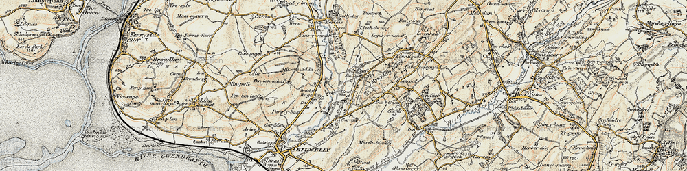 Old map of Mynyddygarreg in 1901