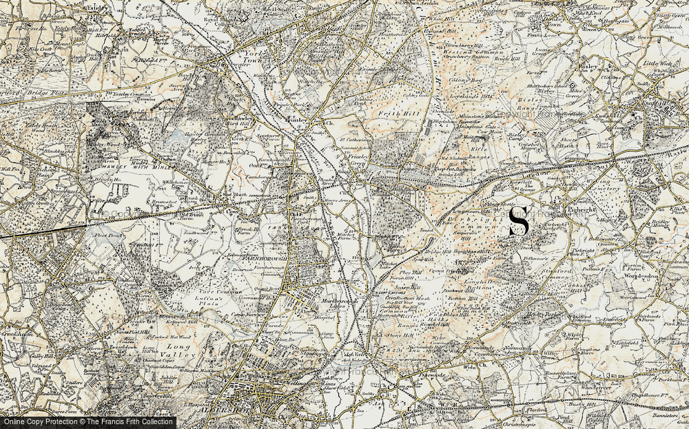 Old Map of Historic Map covering Basingstoke Canal in 1897-1909