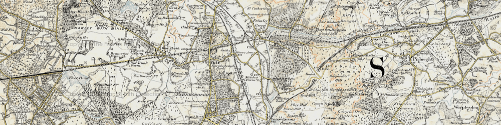 Old map of Basingstoke Canal in 1897-1909