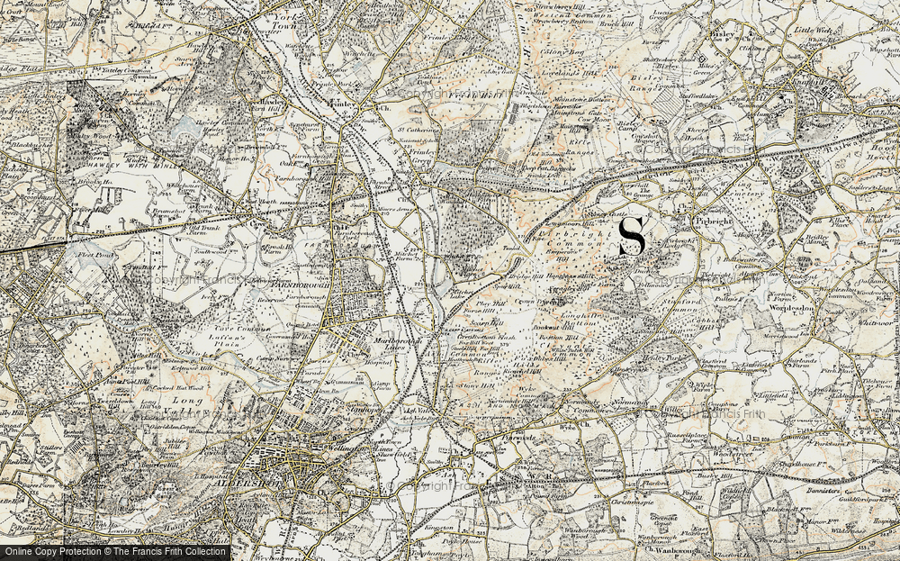Old Map of Historic Map covering Bridge Hill in 1897-1909