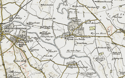 Old map of Myton-on-Swale in 1903-1904