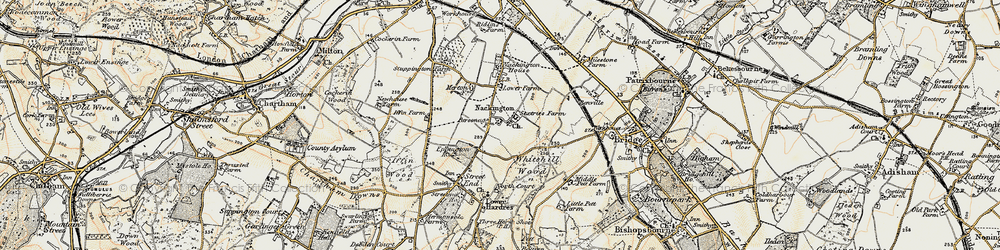 Old map of Nackington in 1898-1899