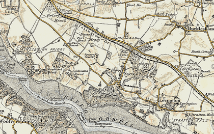 Old map of Nacton in 1898-1901