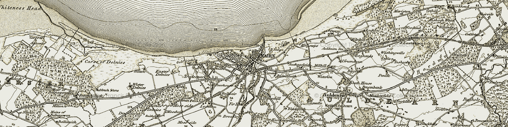 Old map of Nairn in 1911-1912