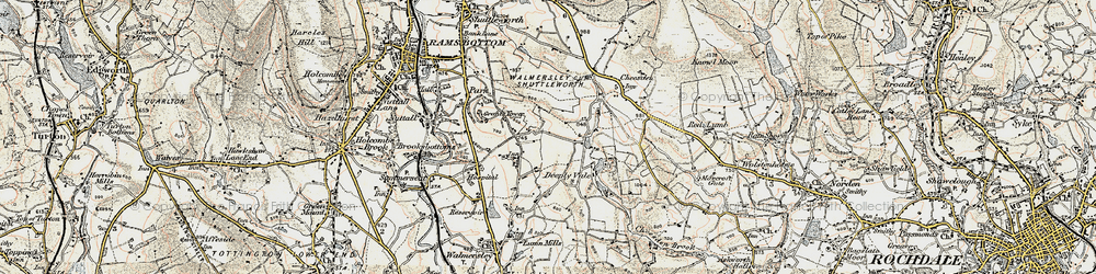 Old map of Ashworth Moor Resr in 1903