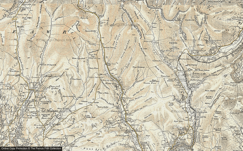 Old Map of Historic Map covering Taf Fechan in 1900-1901