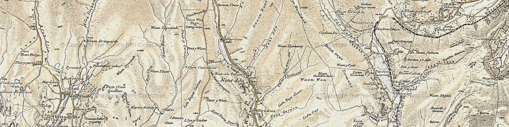 Old map of Blaen Gloddfa-fawr in 1900-1901