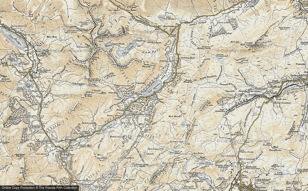 Old Map of Historic Map covering Afon Cors-y-celyn in 1903