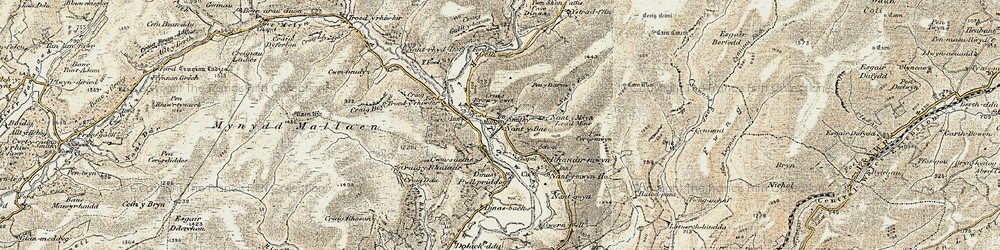 Old map of Troed-rhiw-ruddwen in 1900-1902