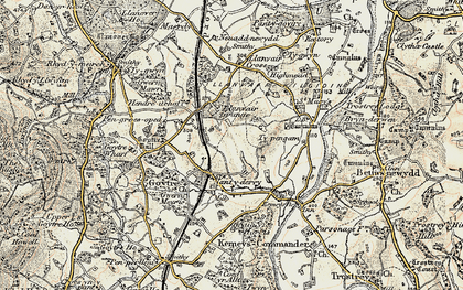 Old map of Nant-y-derry in 1899-1900