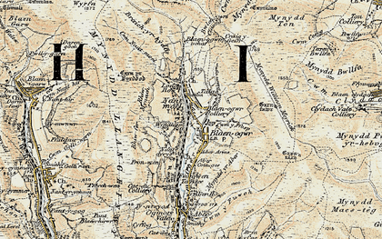 Old map of Nant-y-moel in 1899-1900