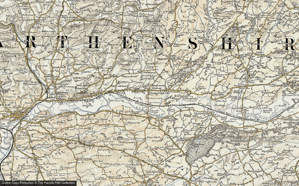 Old Map of Nantgaredig, 1901 in 1901