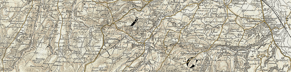 Old map of Nantglyn in 1902-1903