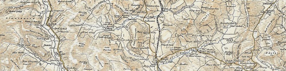 Old map of Bryncenarth in 1901-1903