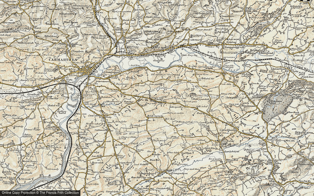 Old Map of Historic Map covering Blaenisfael in 1901