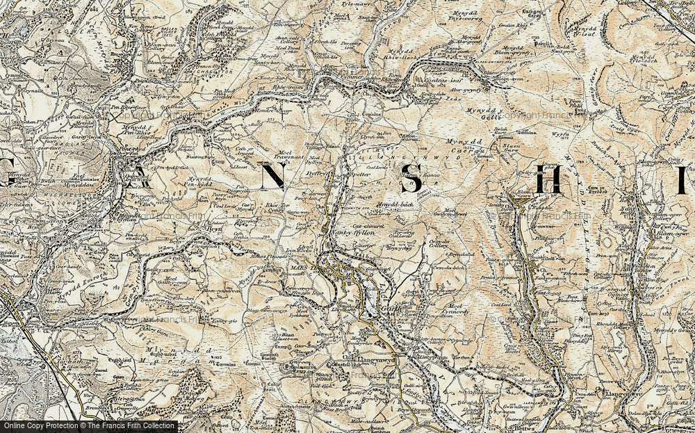 Old Map of Historic Map covering Blaen Cwmdû in 1900-1901
