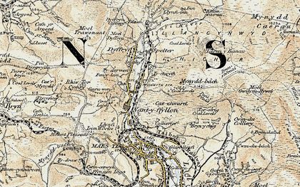 Old map of Blaen Cwmdû in 1900-1901