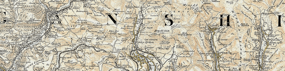 Old map of Blaen Cwmdû in 1900-1901