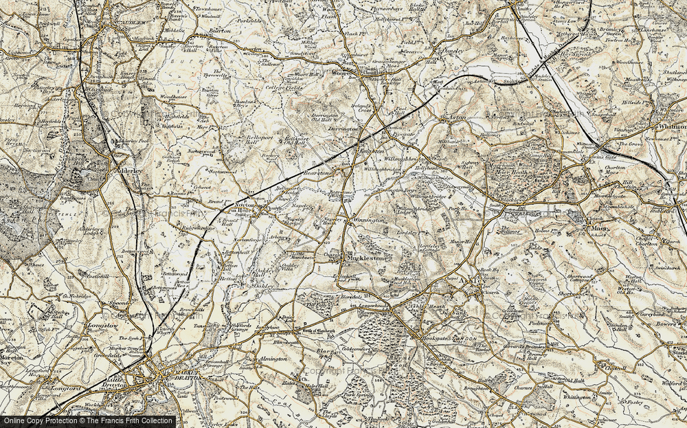 Old Map of Historic Map covering Willoughbridge Lodge in 1902