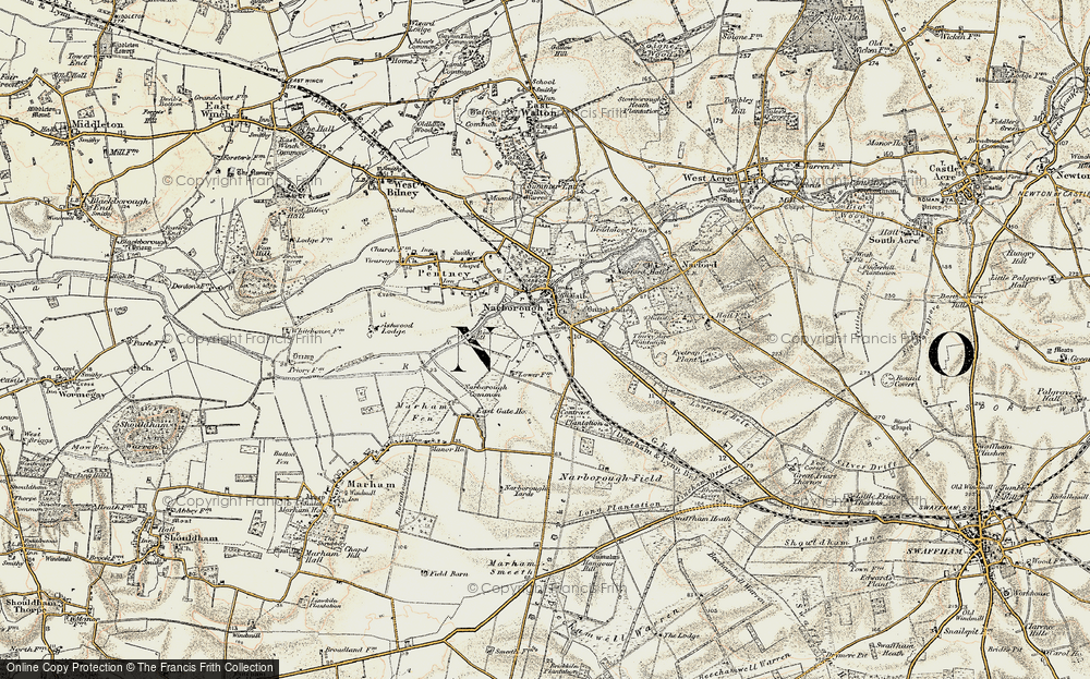 Old Map of Narborough, 1901-1902 in 1901-1902