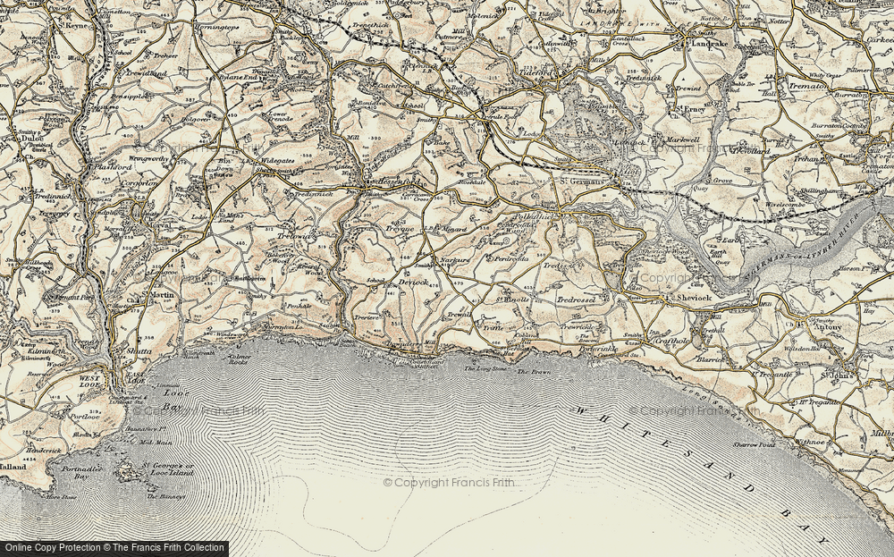Old Map of Historic Map covering Battern Cliffs in 1899-1900