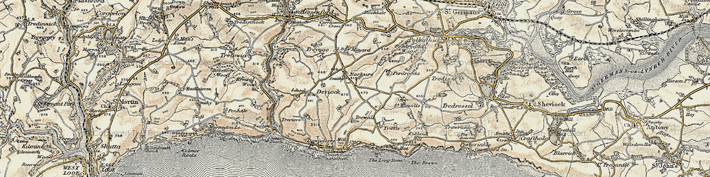 Old map of Battern Cliffs in 1899-1900