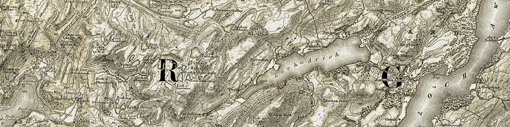 Old map of Two Lochs Cycle Trail in 1906-1907