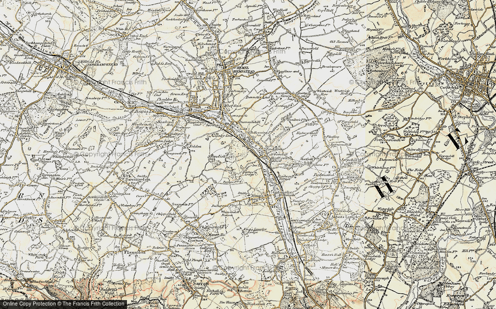 Old Map of Historic Map covering Shendish in 1897-1898