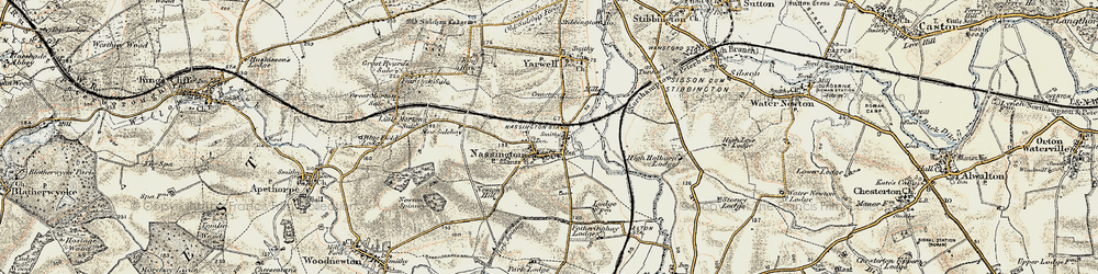Old map of Nassington in 1901-1903