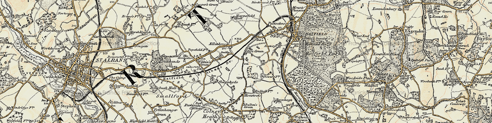 Old map of Nast Hyde in 1898