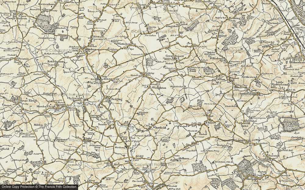 Old Map of Naughton, 1899-1901 in 1899-1901