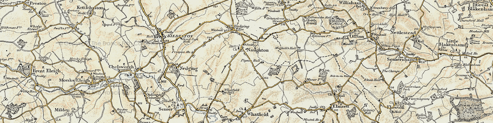 Old map of Naughton in 1899-1901