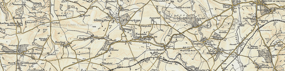 Old map of Naunton in 1898-1899