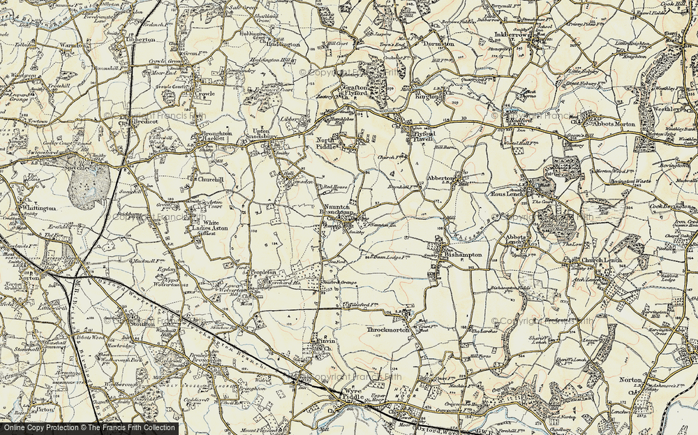 Old Map of Naunton Beauchamp, 1899-1901 in 1899-1901