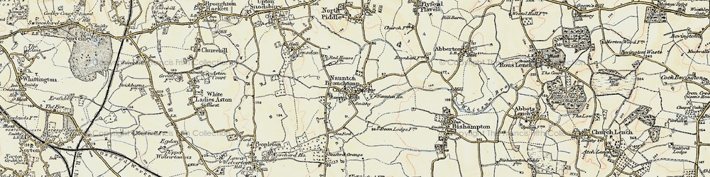 Old map of Naunton Beauchamp in 1899-1901