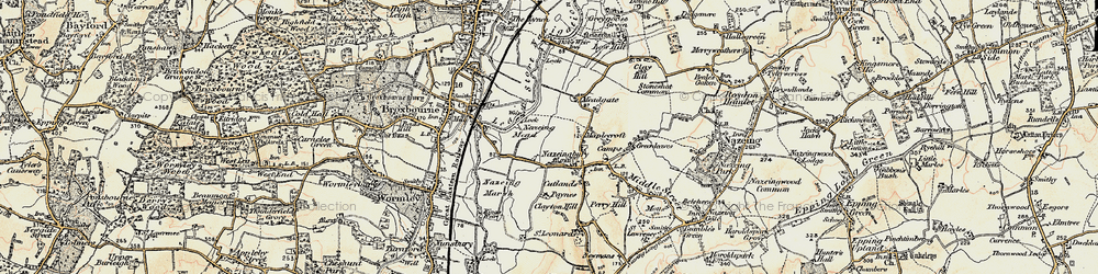 Old map of Nazeing Mead in 1898