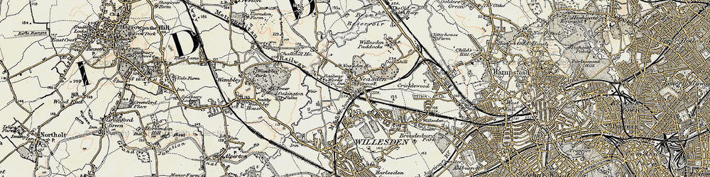 Old map of Neasden in 1897-1909